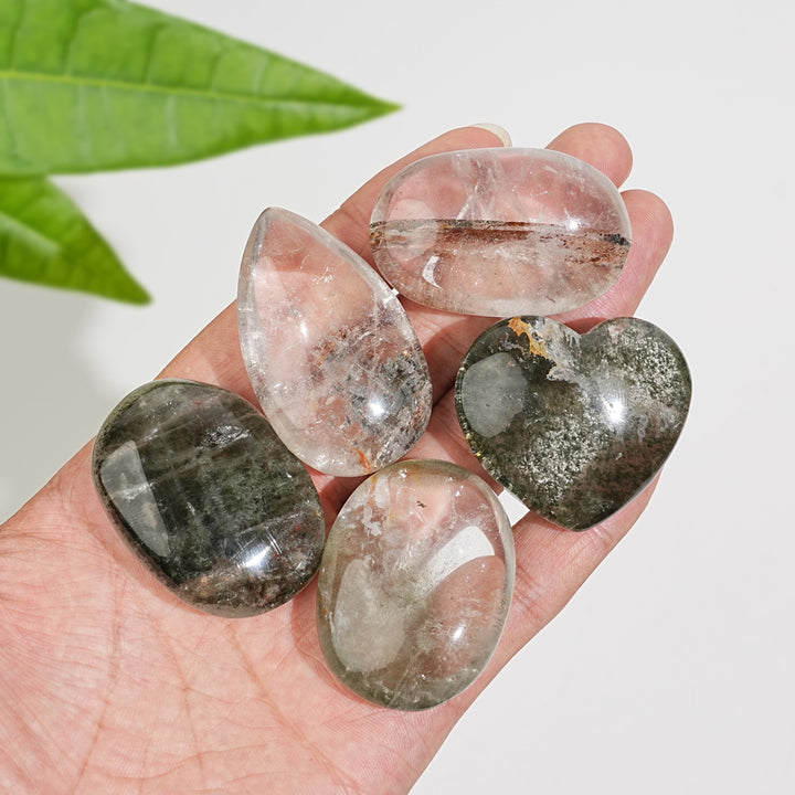 Unique,Natural Crystal Garden Quartz Palm Stone