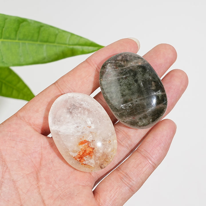 Unique,Natural Crystal Garden Quartz Palm Stone