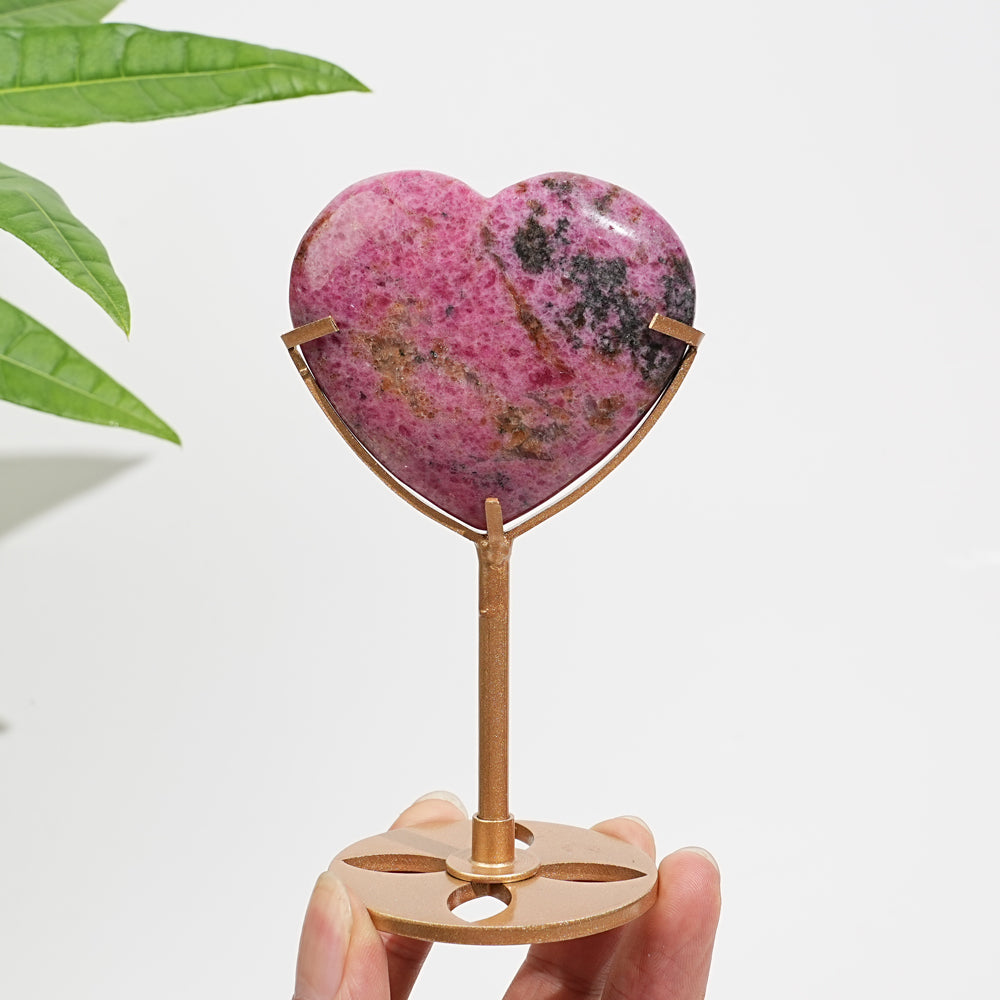 Unique,Natural Crystal Charming Rhodonite In Quartz Heart
