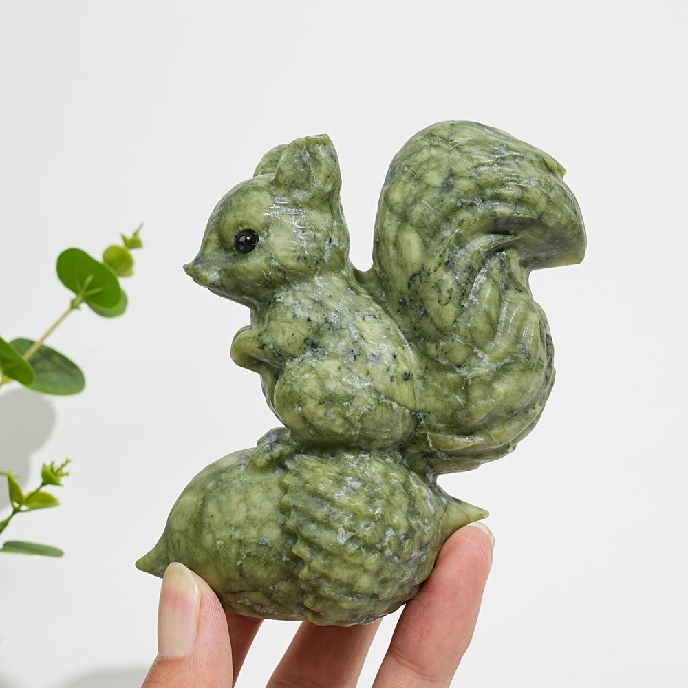 Unique,Natural Crystal Carving Cute Serpentine Squirrel