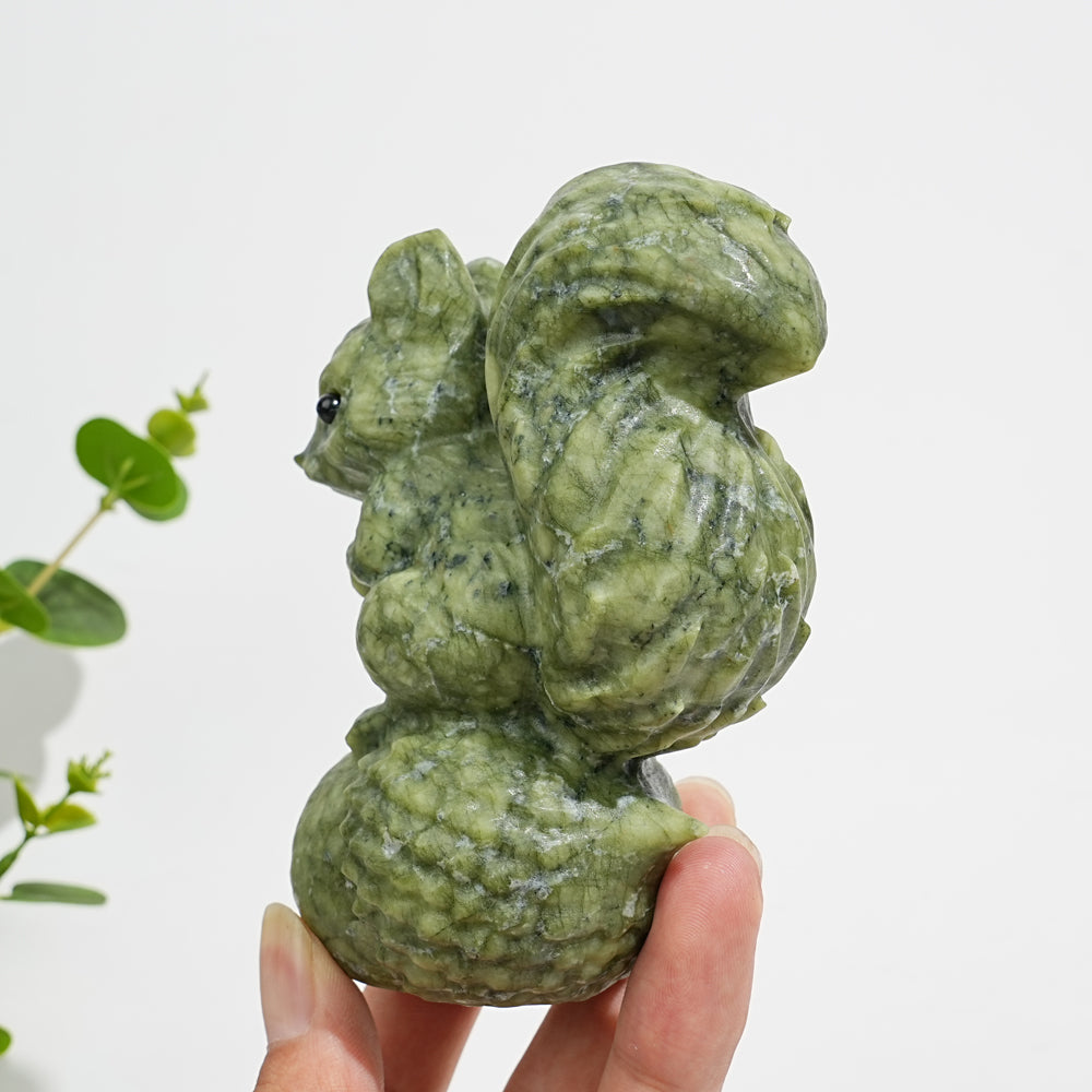 Unique,Natural Crystal Carving Cute Serpentine Squirrel