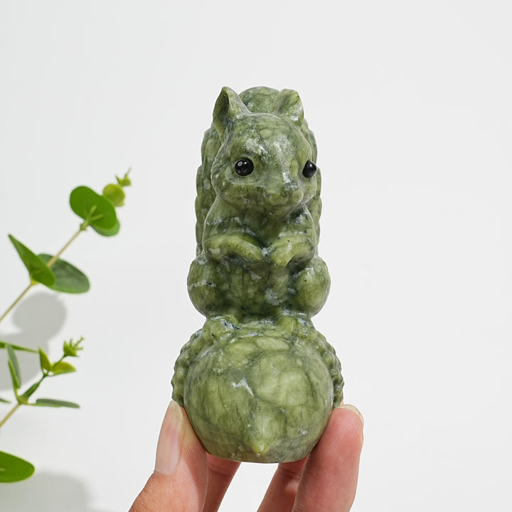 Unique,Natural Crystal Carving Cute Serpentine Squirrel