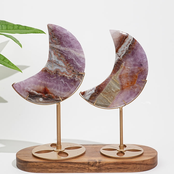 Unique,A Slightly Imperfect Natural Crystal Amethyst Agate Moon