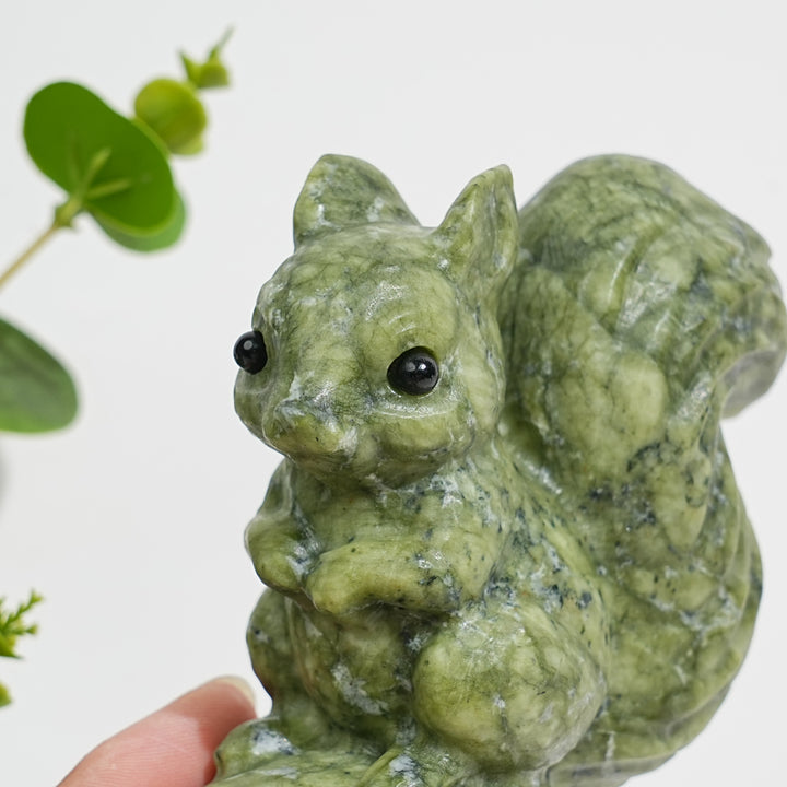 Unique,Natural Crystal Carving Cute Serpentine Squirrel