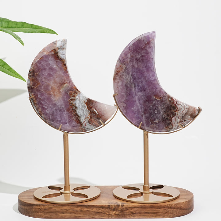 Unique,A Slightly Imperfect Natural Crystal Amethyst Agate Moon