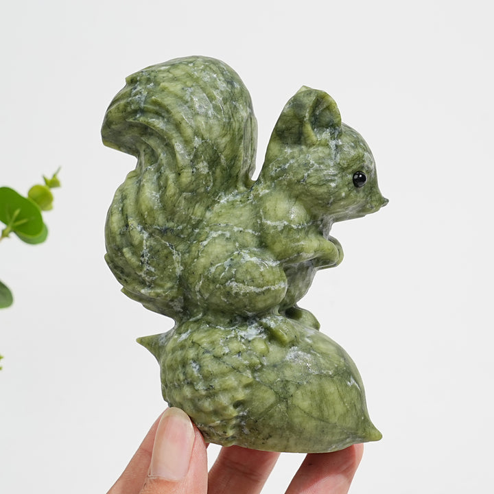 Unique,Natural Crystal Carving Cute Serpentine Squirrel