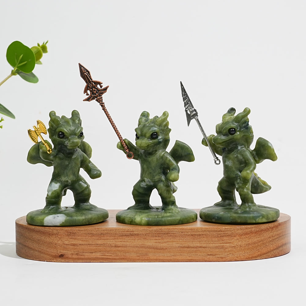 Unique,Natural Crystal Serpentine Warrior Dragon
