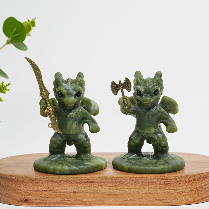 Unique,Natural Crystal Serpentine Warrior Dragon