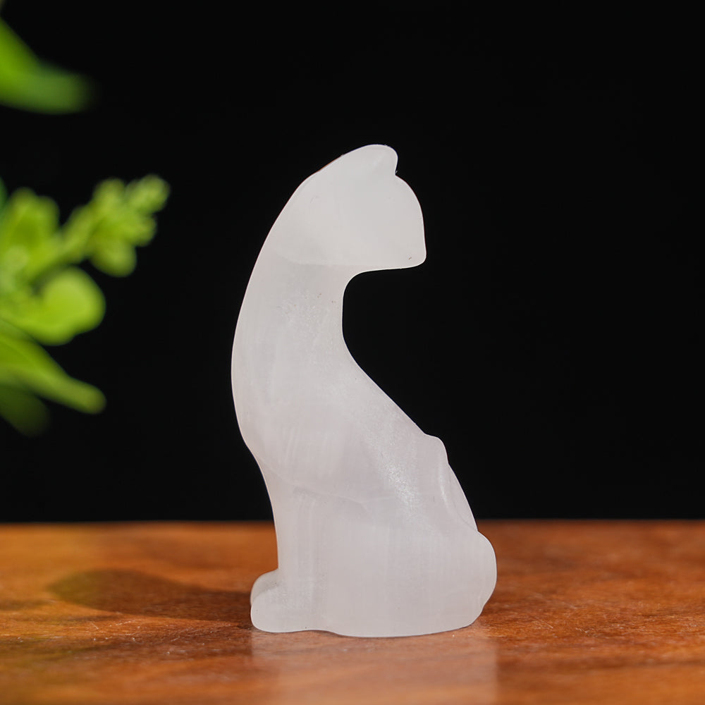 Natural Crystal Carving Looking Back Cat