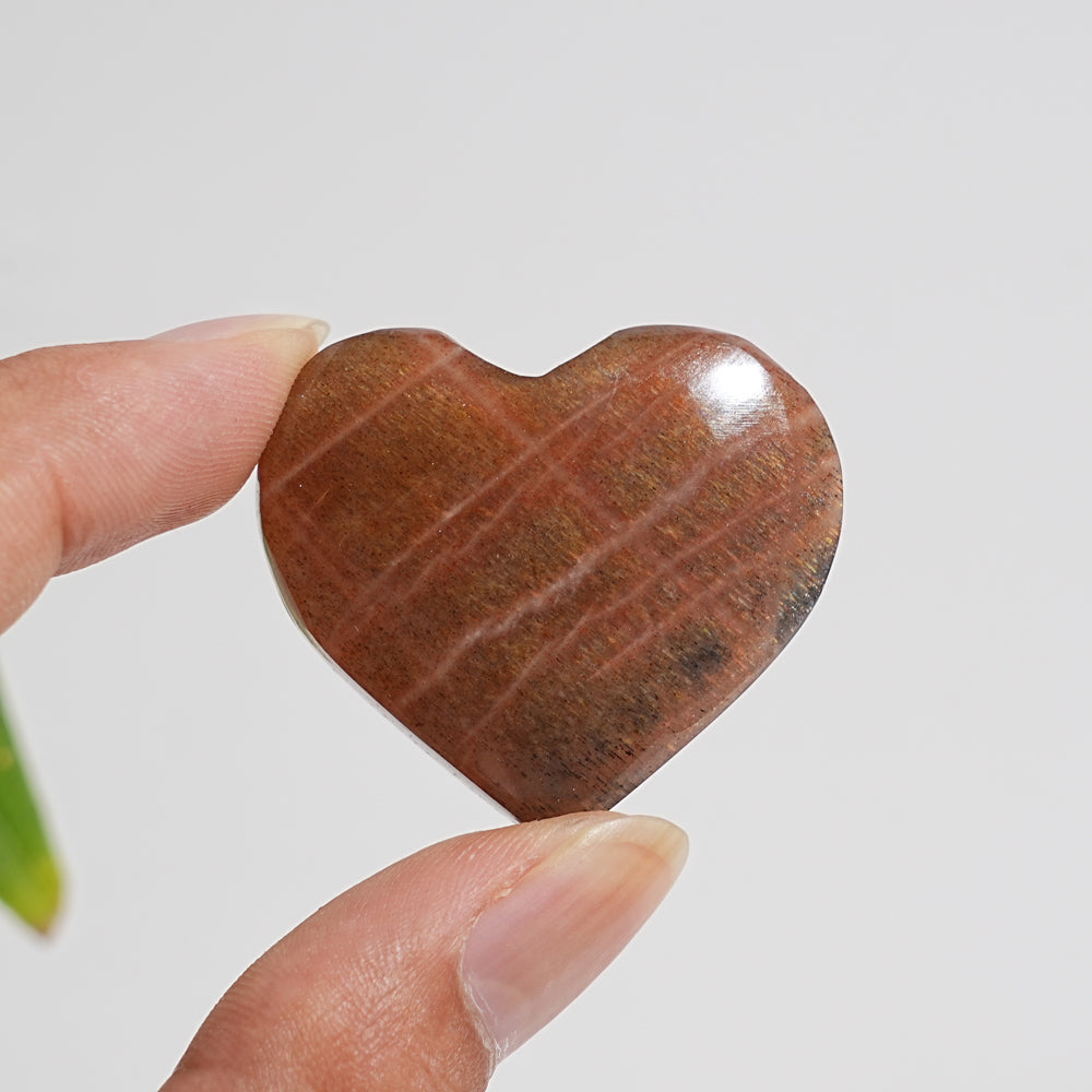 Natural Crystal Black Moonstone With Sunstone Heart