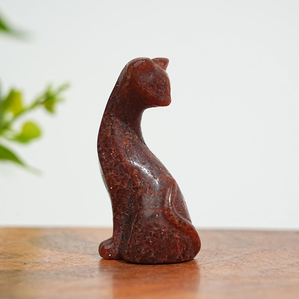 Natural Crystal Carving Looking Back Cat