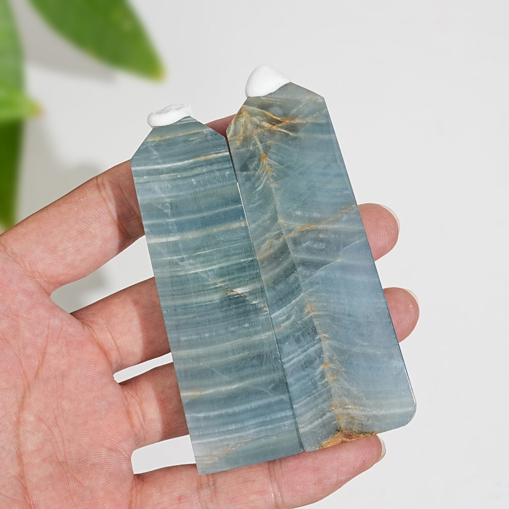 Natural Exquisite Lemurian Aquatine Calcite Crystal Point