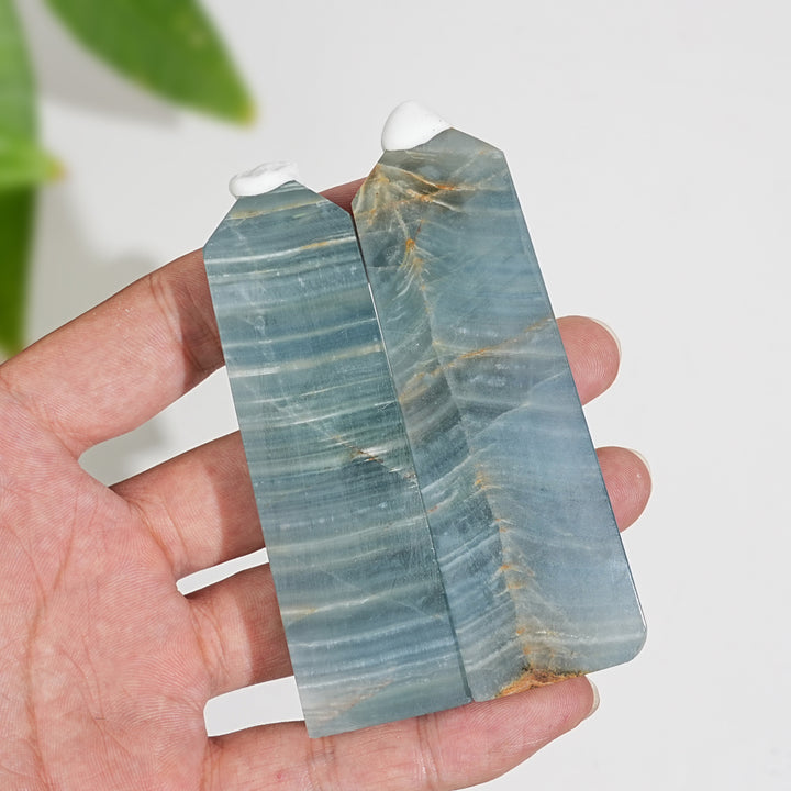 Natural Exquisite Lemurian Aquatine Calcite Crystal Point
