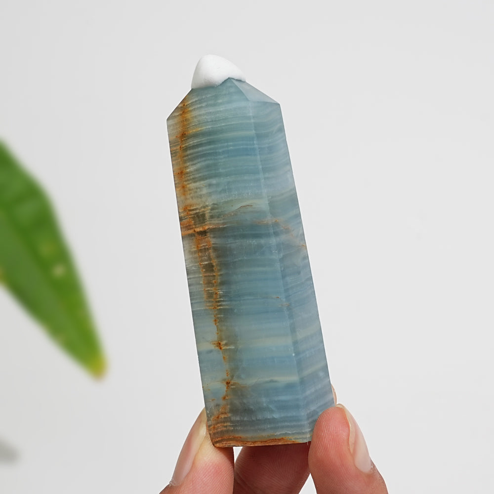 Natural Exquisite Lemurian Aquatine Calcite Crystal Point