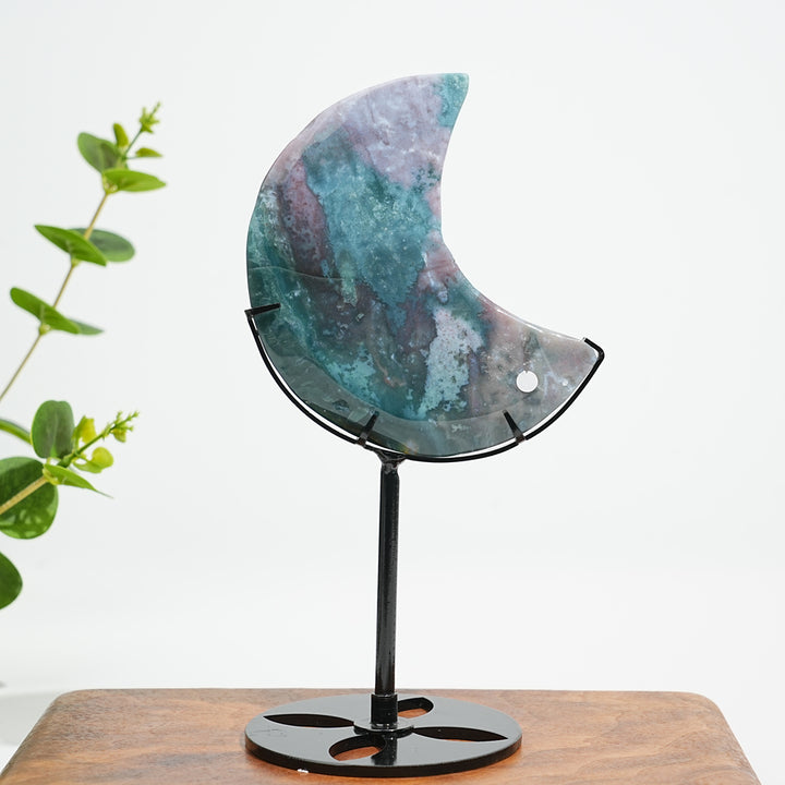 Unique,A Slightly Imperfect Natural Ocean Jasper Moon Carving