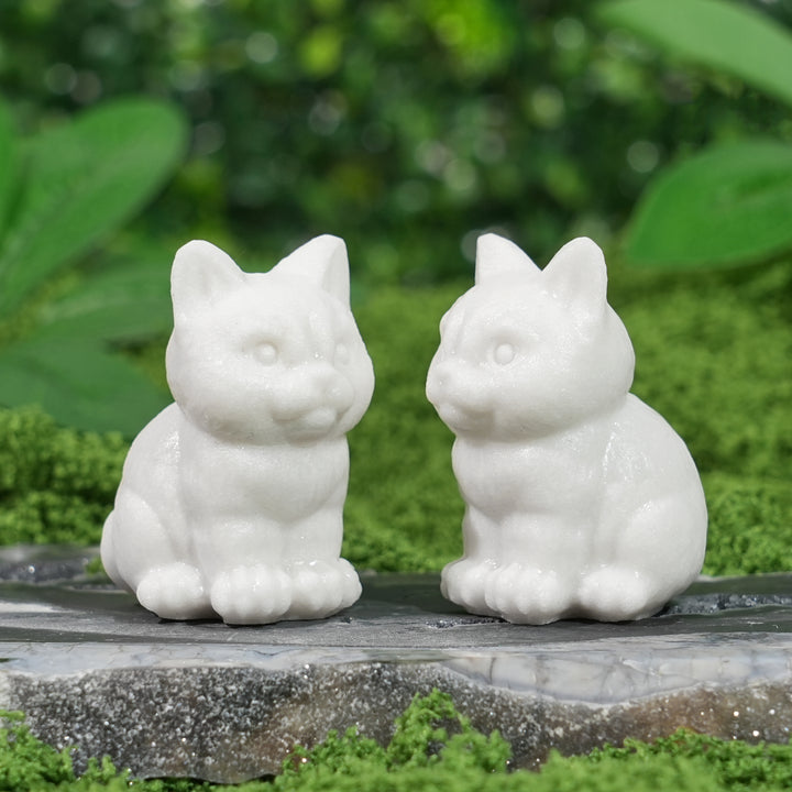 Natural White Jade Sitting Cat