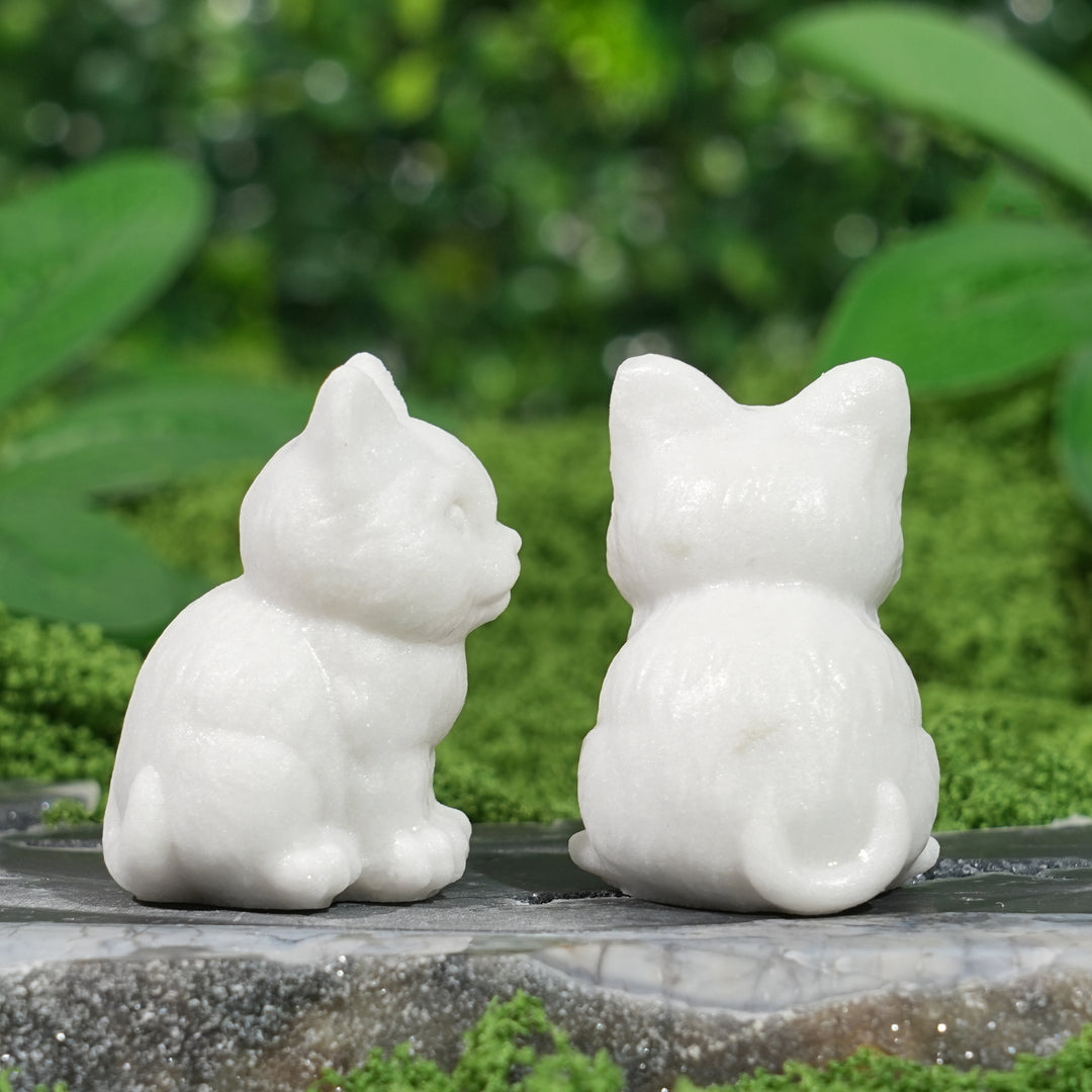 Natural White Jade Sitting Cat