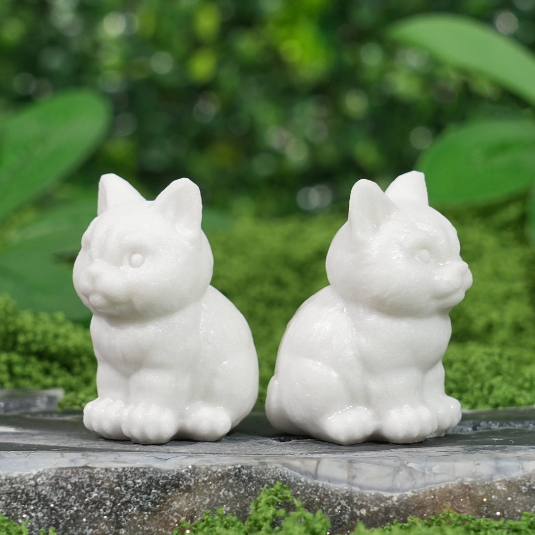 Natural White Jade Sitting Cat