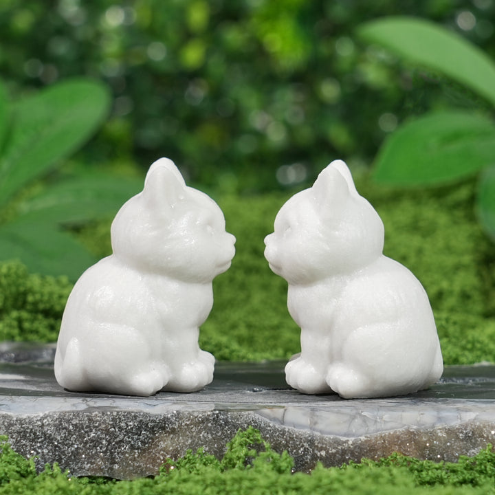 Natural White Jade Sitting Cat