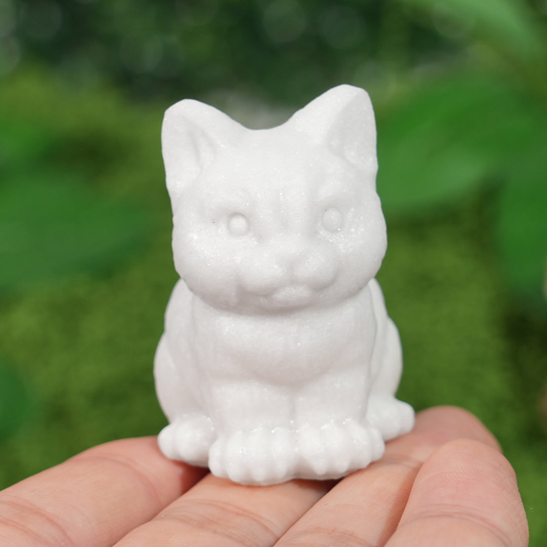Natural White Jade Sitting Cat
