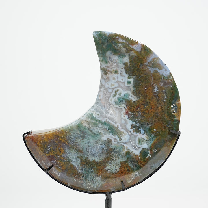 Unique,A Slightly Imperfect Natural Ocean Jasper Moon Carving