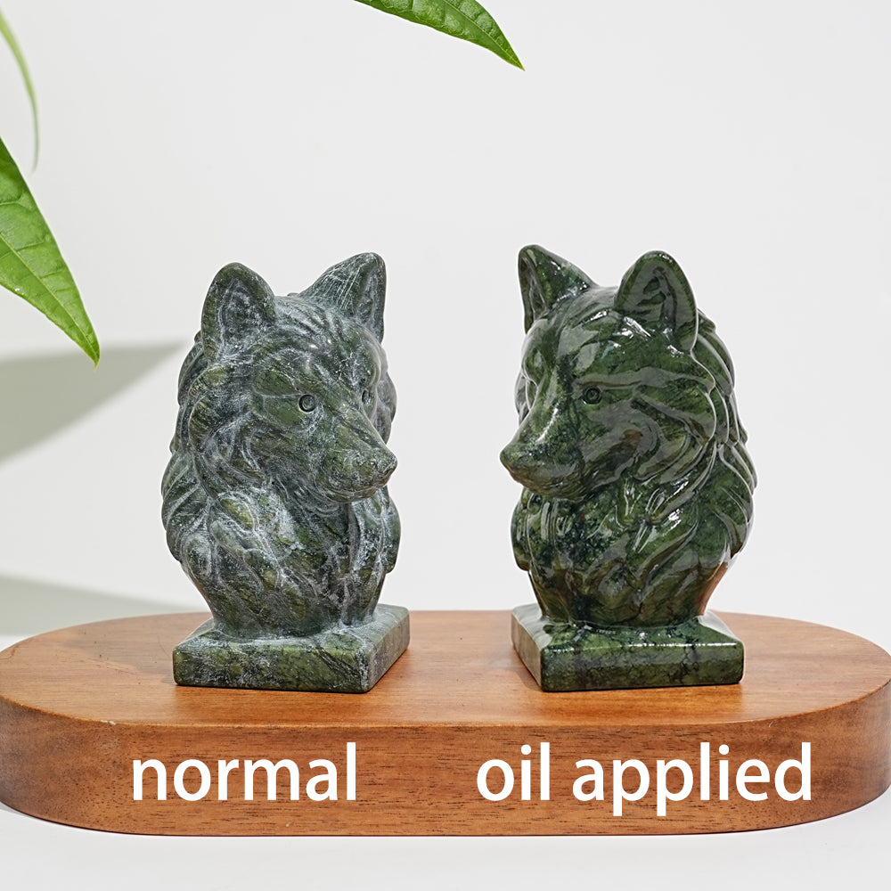 Natural Crystal Wolf Head Carving