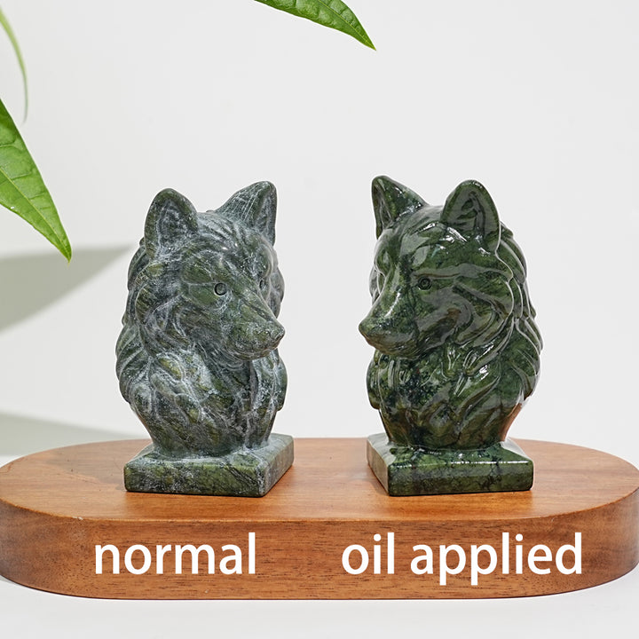 Natural Crystal Wolf Head Carving