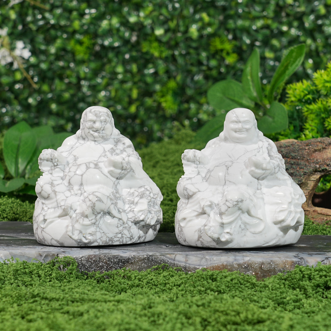 Natural Crystal Carving Howlite Maitreya Buddha