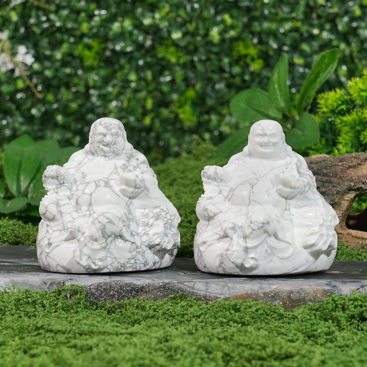 Natural Crystal Carving Howlite Maitreya Buddha