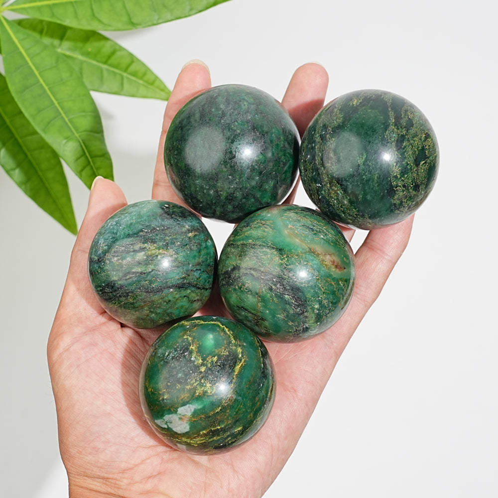 Natural Crystal Fuchsite In Quartz Sphere