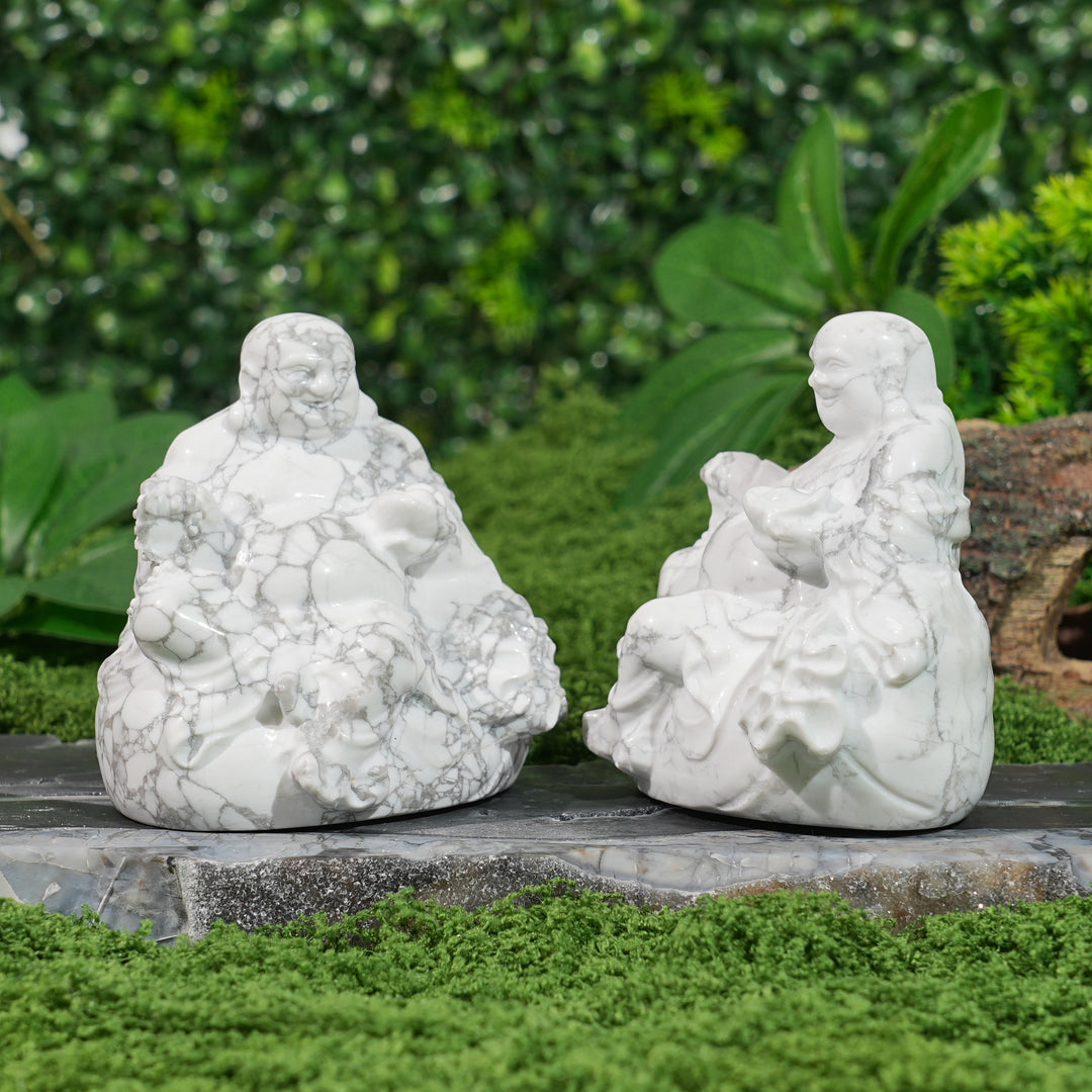 Natural Crystal Carving Howlite Maitreya Buddha