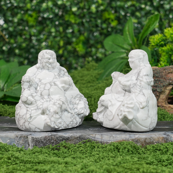 Natural Crystal Carving Howlite Maitreya Buddha