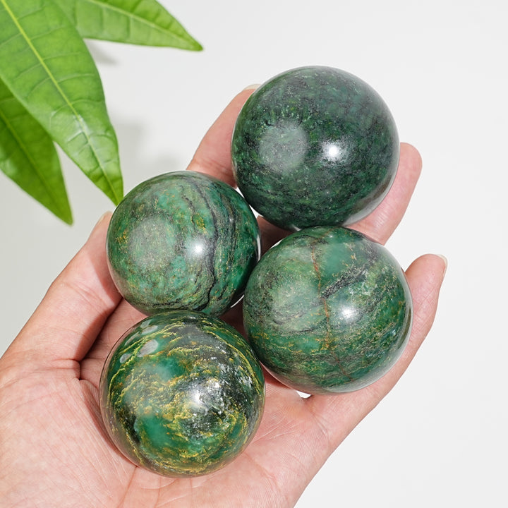 Natural Crystal Fuchsite In Quartz Sphere