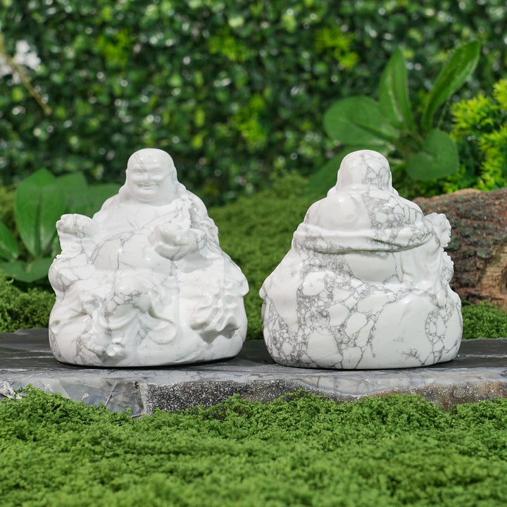 Natural Crystal Carving Howlite Maitreya Buddha