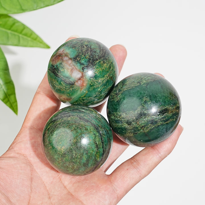 Natural Crystal Fuchsite In Quartz Sphere
