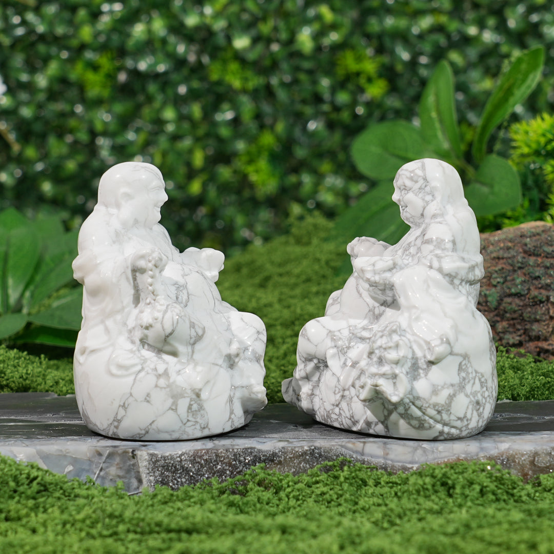 Natural Crystal Carving Howlite Maitreya Buddha