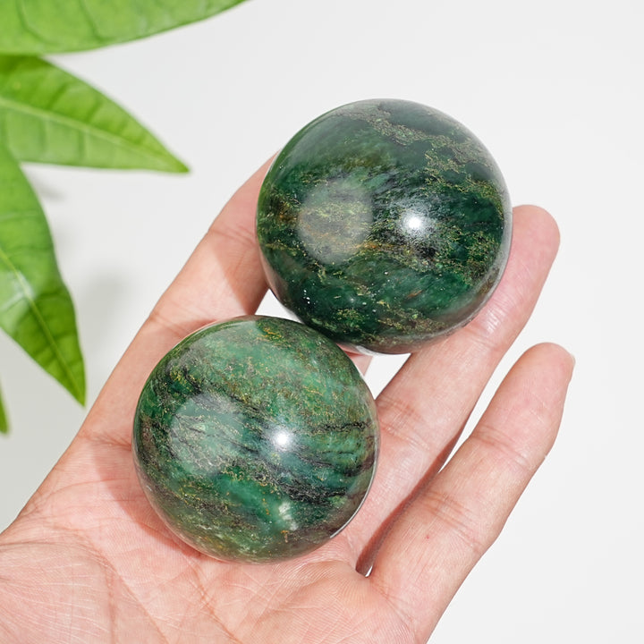 Natural Crystal Fuchsite In Quartz Sphere