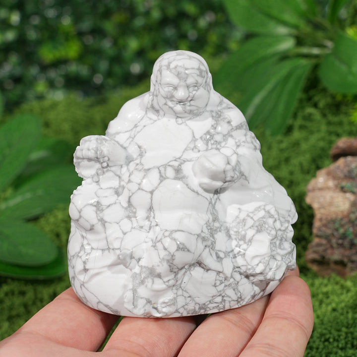 Natural Crystal Carving Howlite Maitreya Buddha