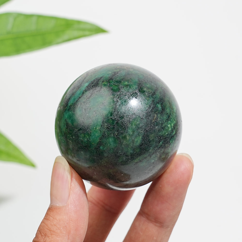 Natural Crystal Fuchsite In Quartz Sphere