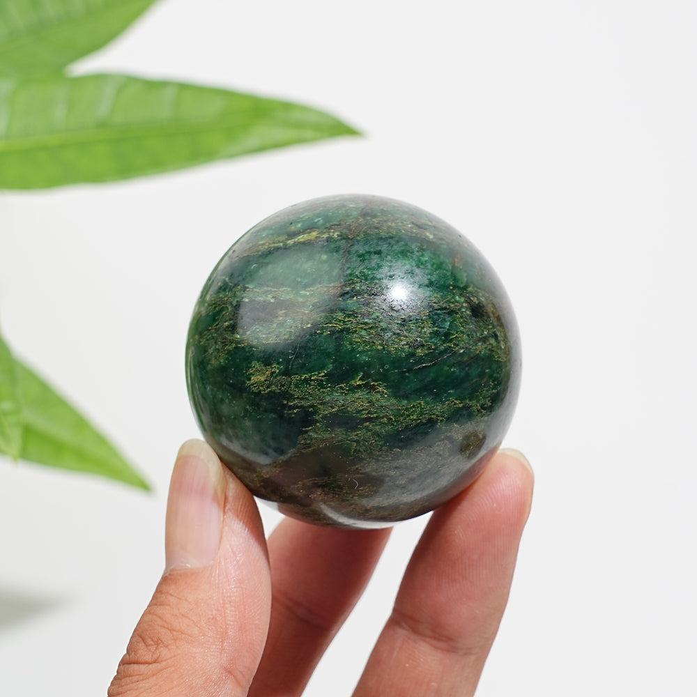 Natural Crystal Fuchsite In Quartz Sphere