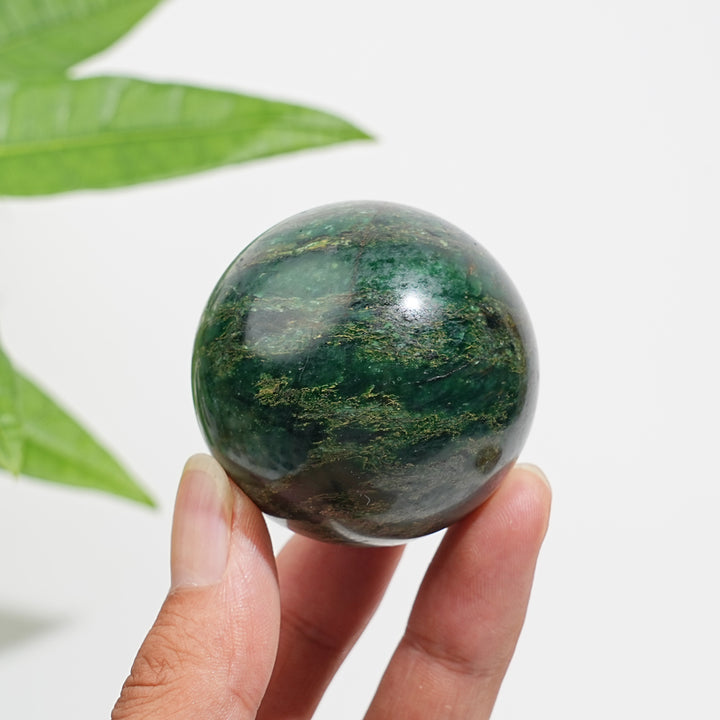 Natural Crystal Fuchsite In Quartz Sphere