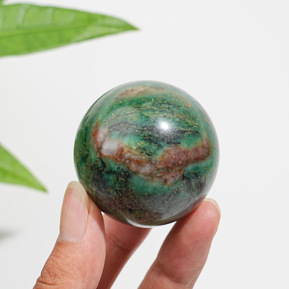 Natural Crystal Fuchsite In Quartz Sphere