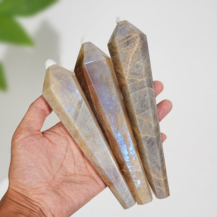 Unique,Natural Crystal Moonstone Wand