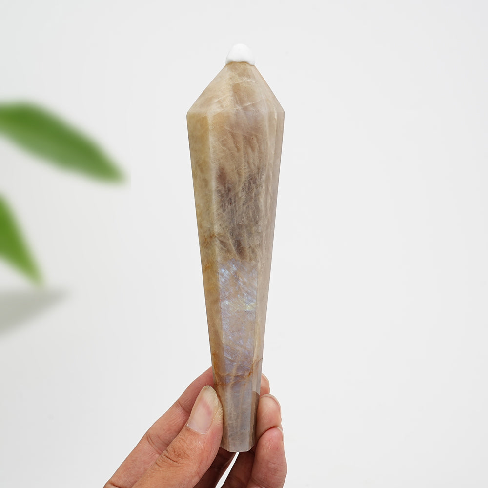 Unique,Natural Crystal Moonstone Wand