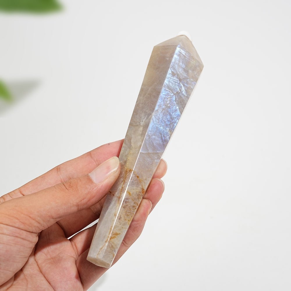 Unique,Natural Crystal Moonstone Wand