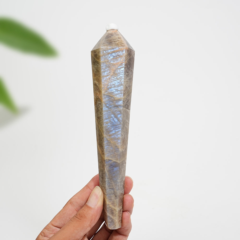 Unique,Natural Crystal Moonstone Wand