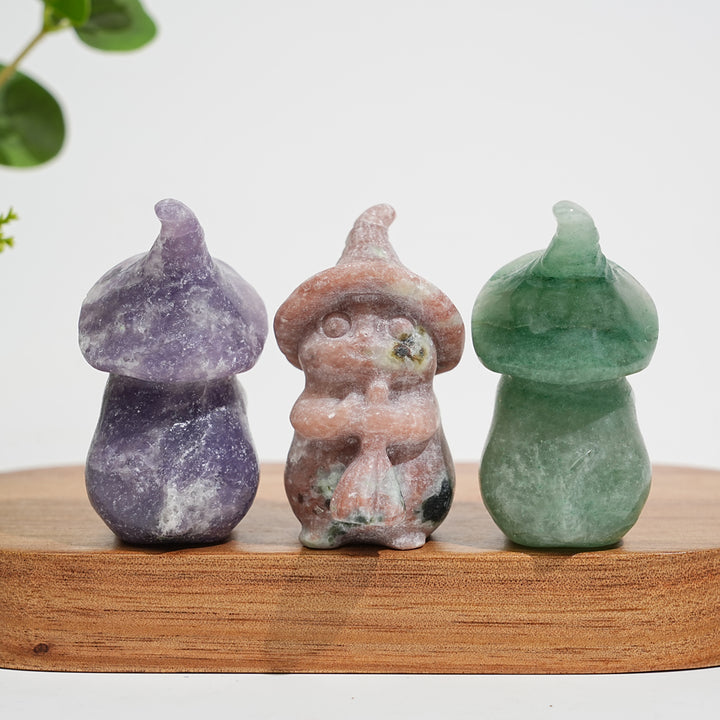 Natural Crystal Carving Witch Cat With Broom