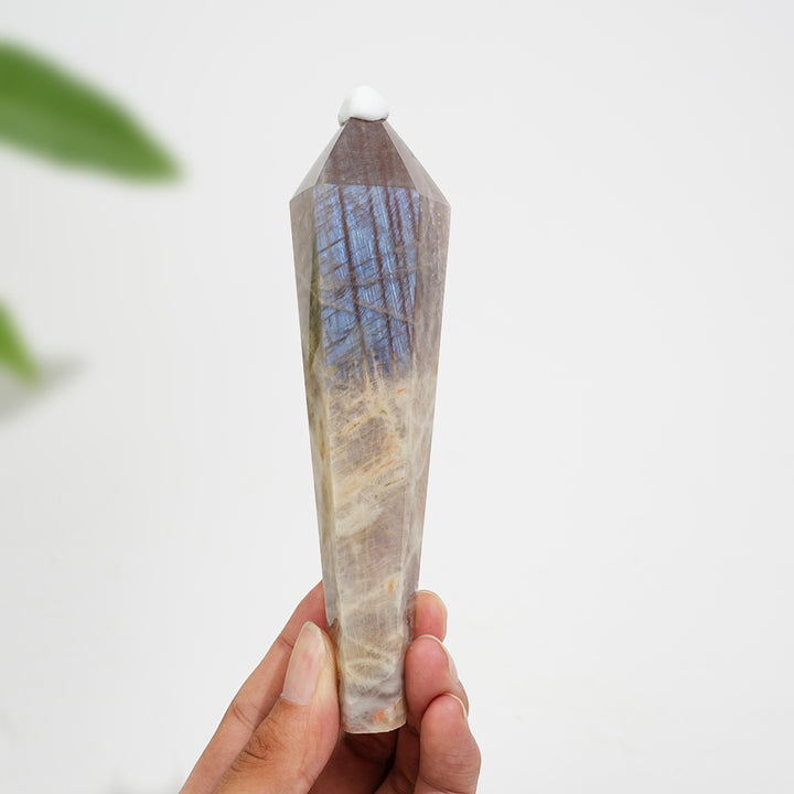 Unique,Natural Crystal Moonstone Wand
