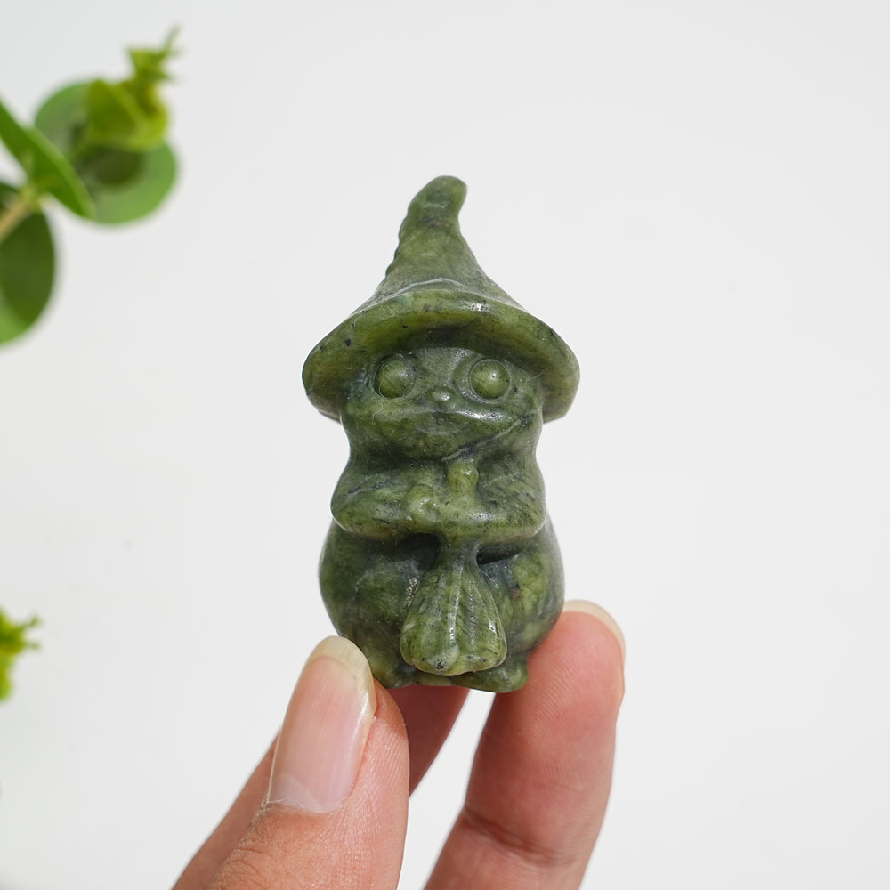 Natural Crystal Carving Witch Cat With Broom