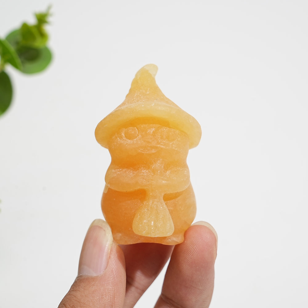 Natural Crystal Carving Witch Cat With Broom